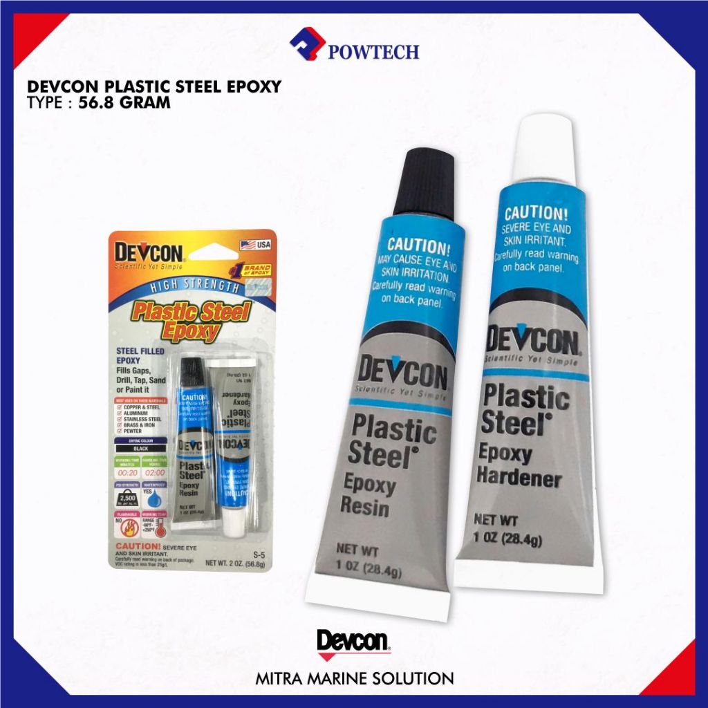 Devcon Plastic Steel Epoxy Type 56.8 Gram teel Tube Lem Plastik Epoxy Devcon