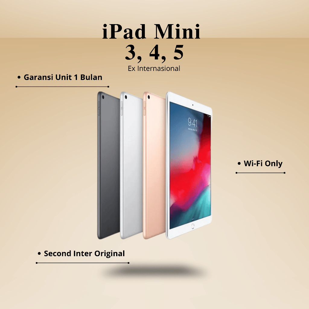 COD // IPAD MINI 3, MINI 4, DAN IPAD MINI 5 // SECOND INTER ORIGINAL // WIFI ONLY // GARANSI 1 BULAN
