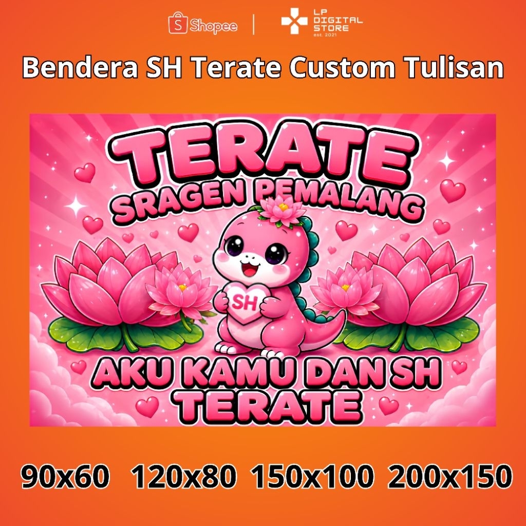 Bendera SH Terate Custom Tulisan Ukuran 90x60