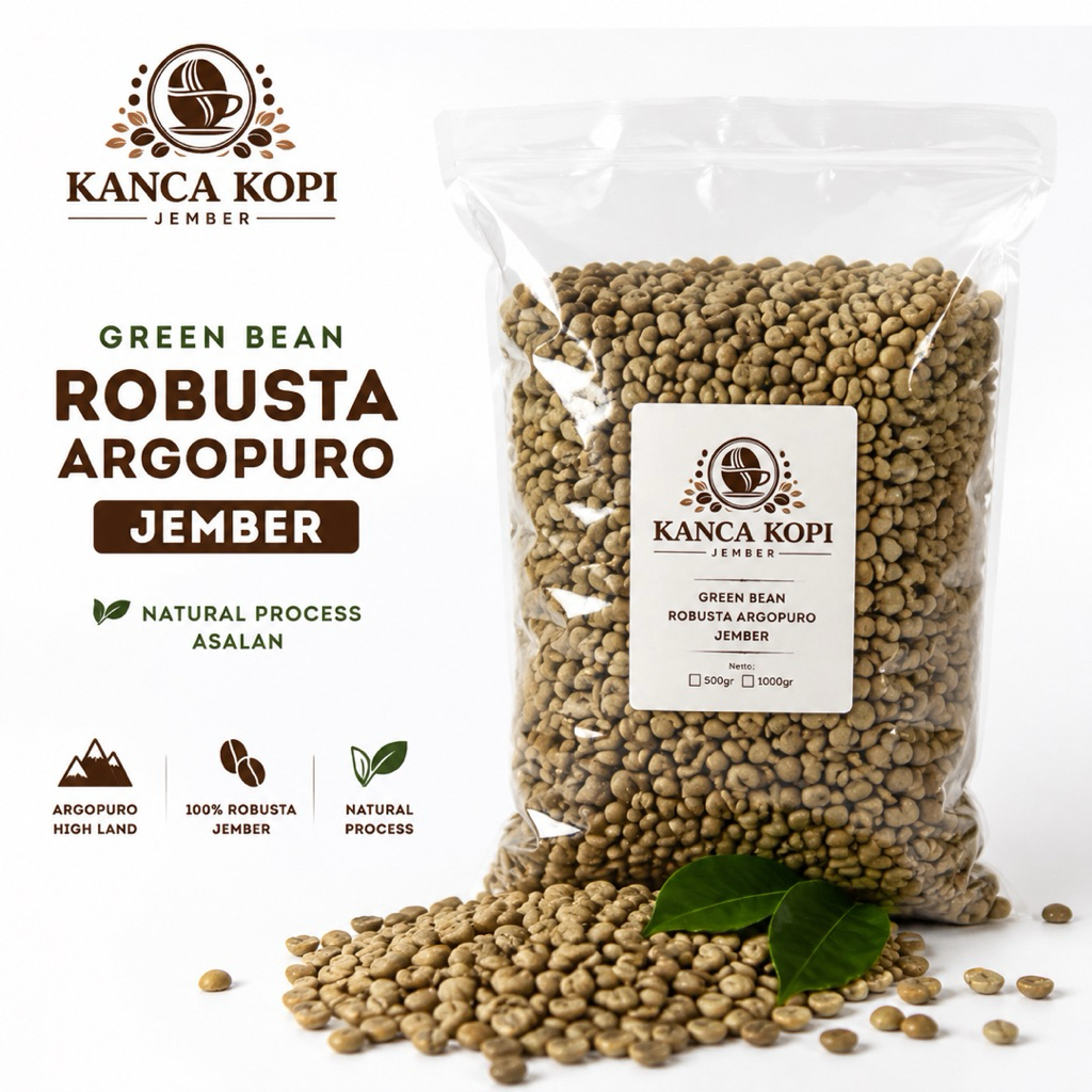 Green Bean Kopi Robusta Argopuro Jember 500g 1kg 5kg - Biji Kopi Mentah Fresh Natural Process Kanca 