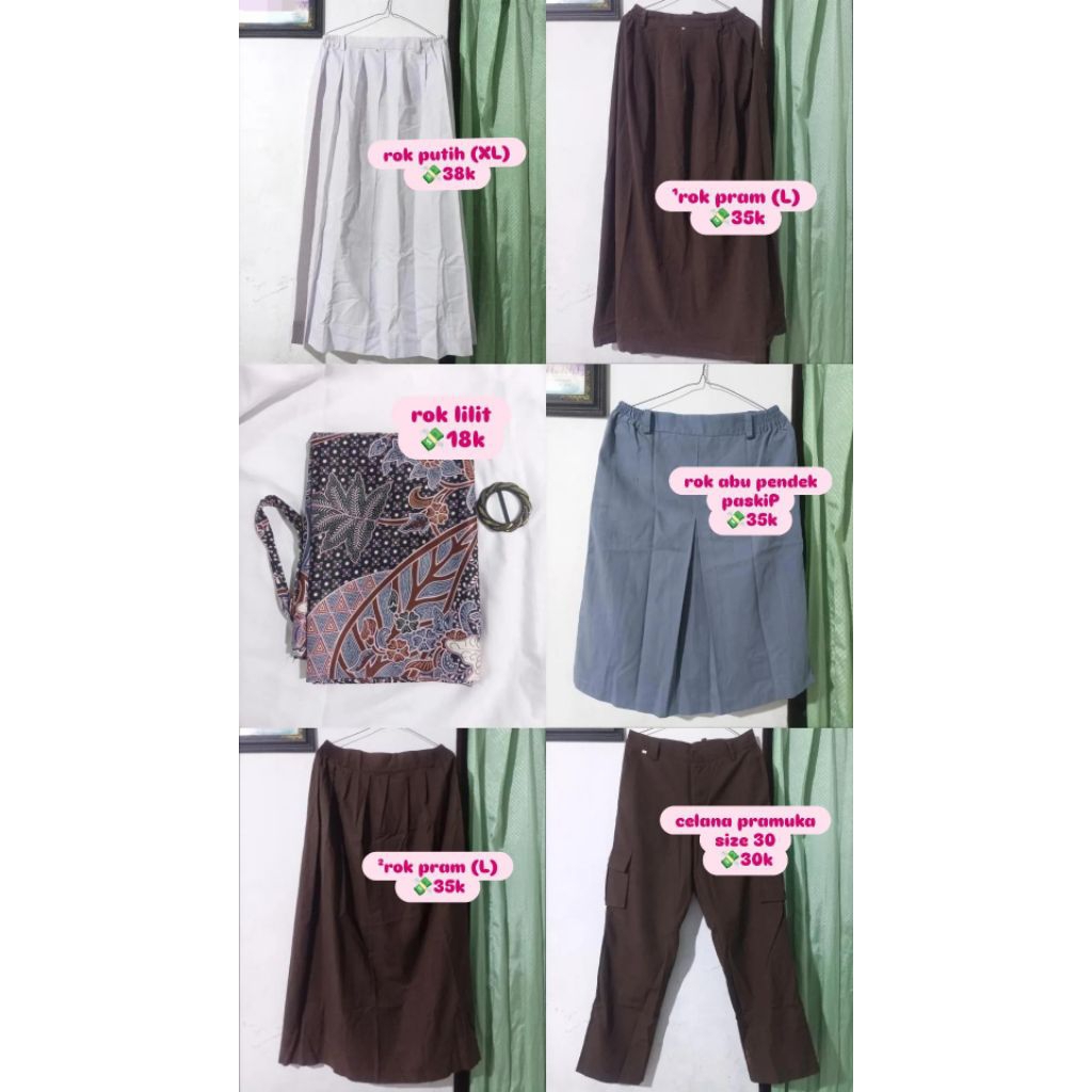 PRELOVED | Rok sekolah putih, rok pramuka, celana pramuka