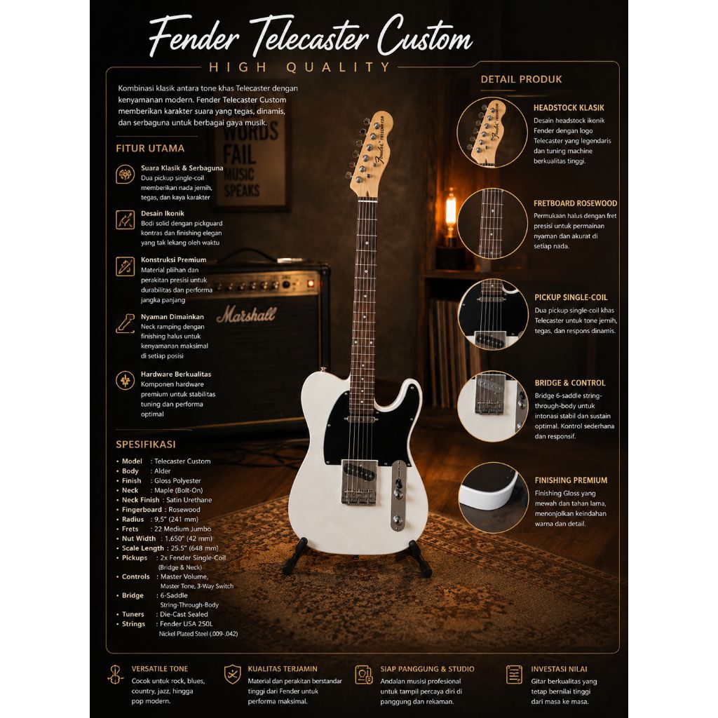 Guitar Listrik Fender Telecaster Replika HQ