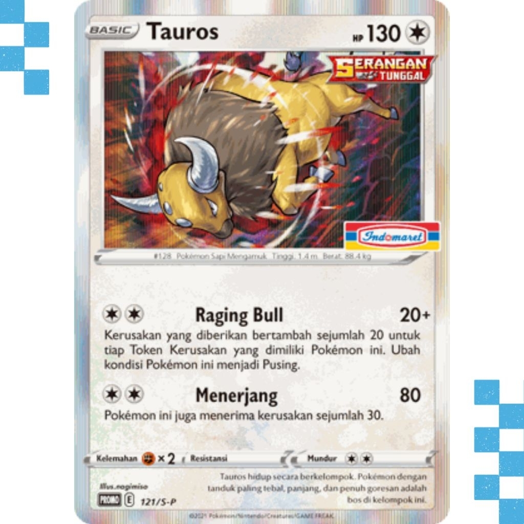 Kartu Pokemon Tauros 121/S-P Indonesia Promo Indomaret