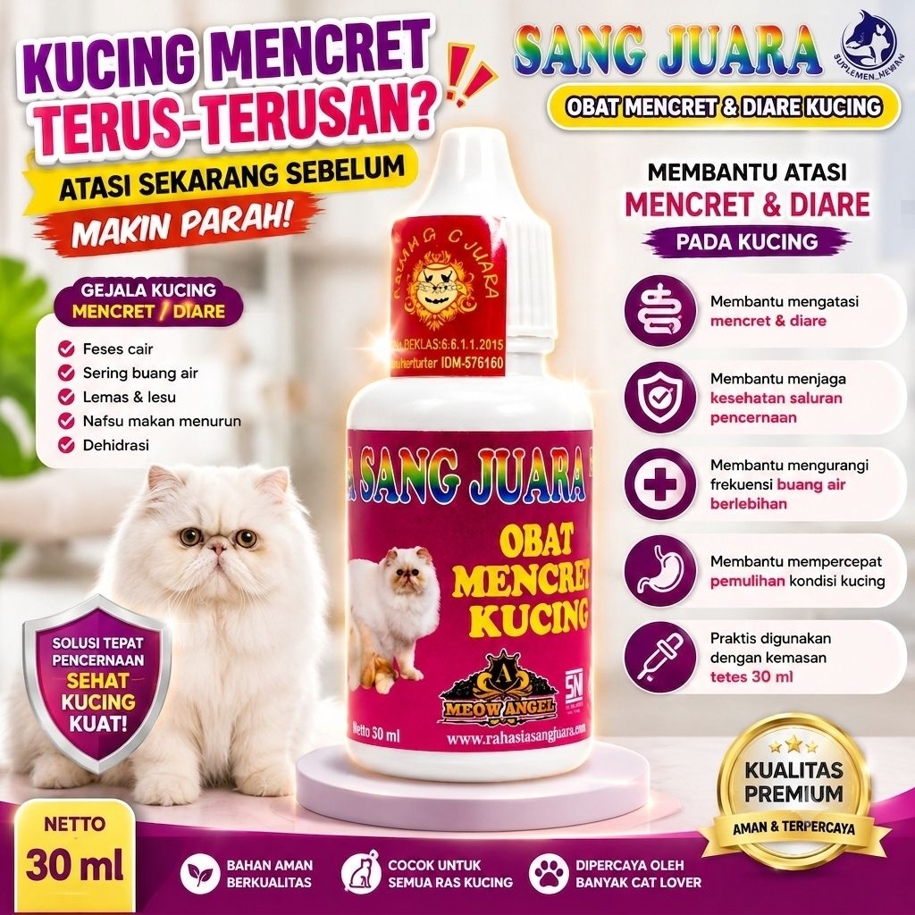Obat Mencret & Diare Kucing 30ml | Obat Diare Kucing | Obat Pencernaan Kucing | Obat Kucing Mencret 