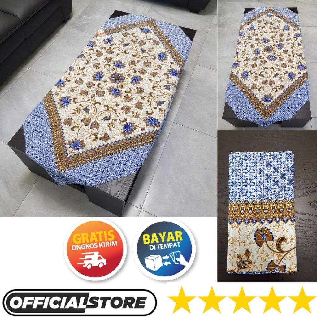 Taplak Meja Ruang Tamu Modern Persegi Panjang Motif Batik Poliester Halus Ukuran 110 x 105 Table Run