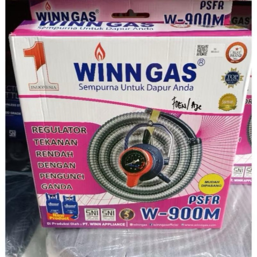 REGULATOR WINN W900M + SELANG GAS - SELANG GAS WINN PLUS REGULATOR - REGULATOR SET WINN GAS - KEPALA