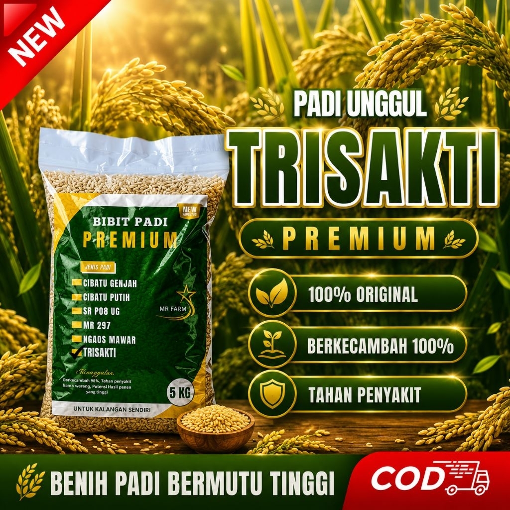 Benih padi genjah terbaik TRISAKTI kemasan 5kg original benih padi berkualitas