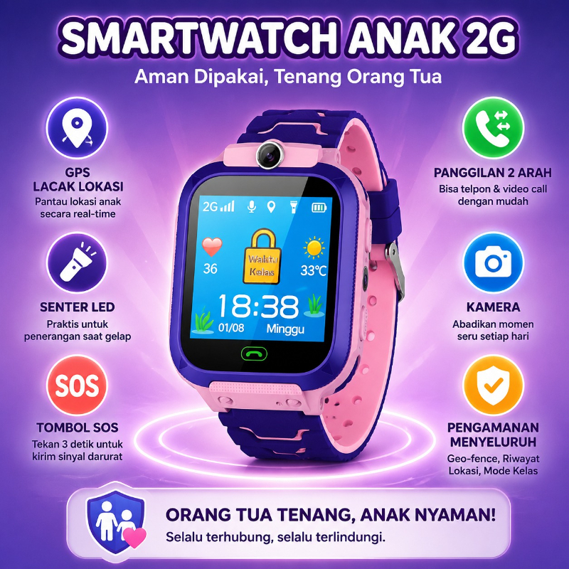 Jam Tangan Anak Smartwatch Z1 Edisi Terbatas SOS Layar IP67Tahan Air 1,44 Inci Baterai Tahan Lama Pa