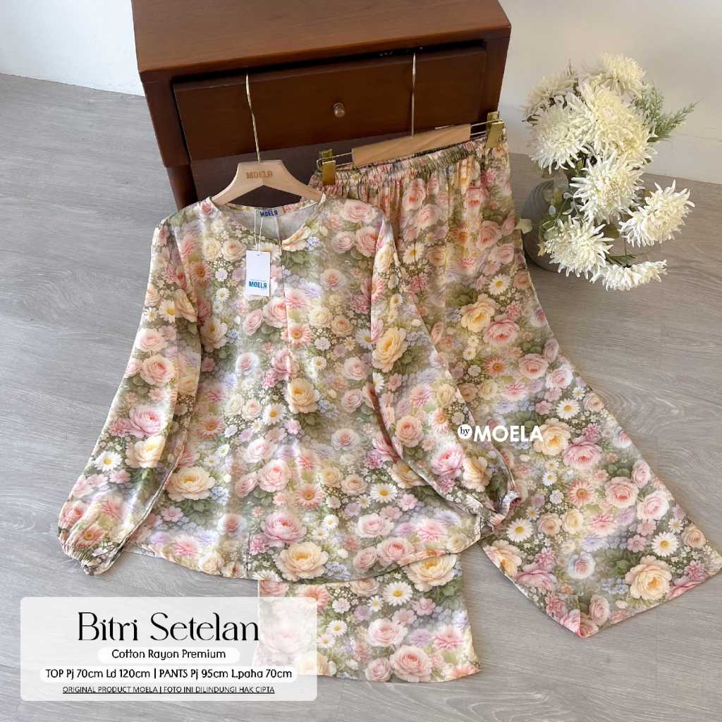 BITRI SET WANITA MURAH COTTON RAYON PREMIUM HALUS BY MOELA