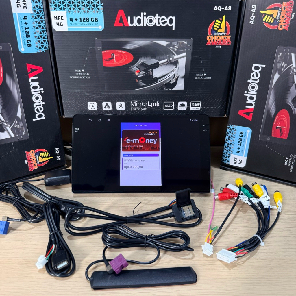 HEAD UNIT ANDROID AUDIOTEQ SUPORT KARTU GSM 4G ANDROID 9” SUPORT NFC RAM 4/128 GB