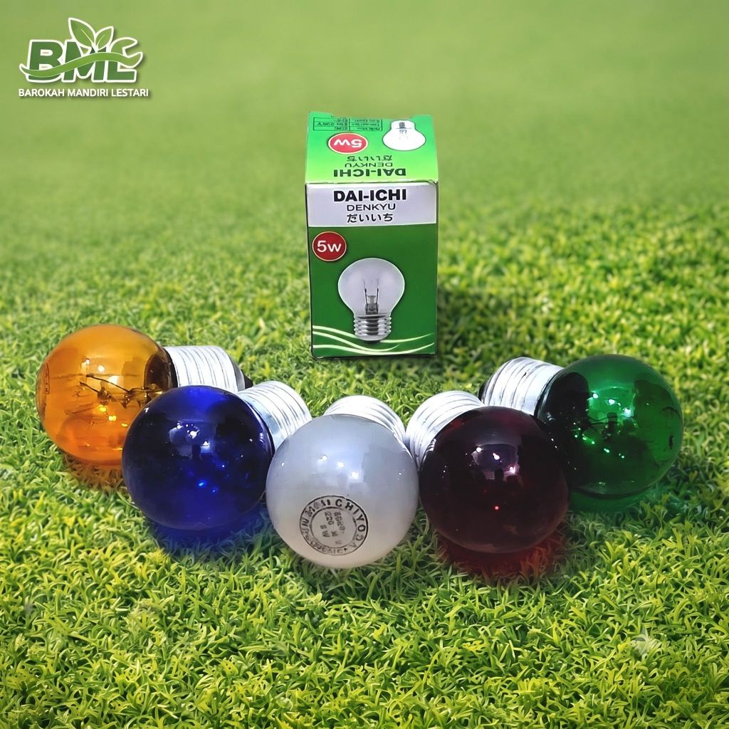 LAMPU BOHLAM PIJAR WARNA 5 WATT E27 / BOHLAM PIJAR WARNA WARNI 5W DEKORASI CAFE TIDUR / LAMPU PIJAR 