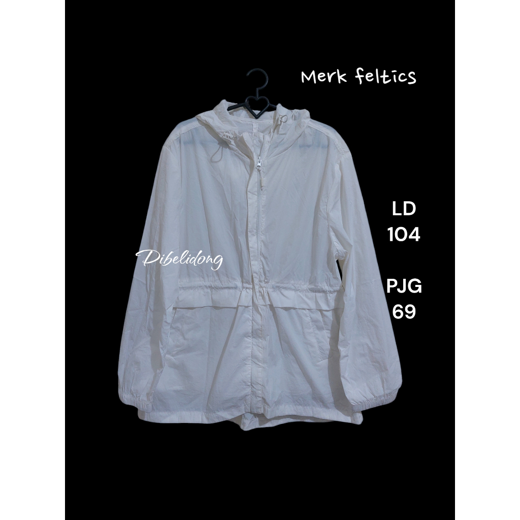 Jaket hoodie parasut putih polos