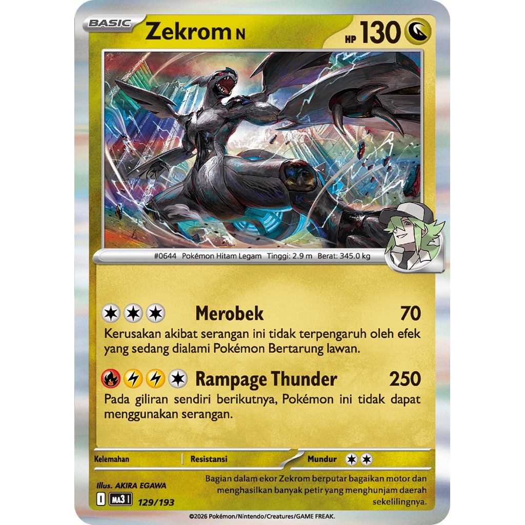 Pokemon Zekrom TCG Kartu Bulk Common