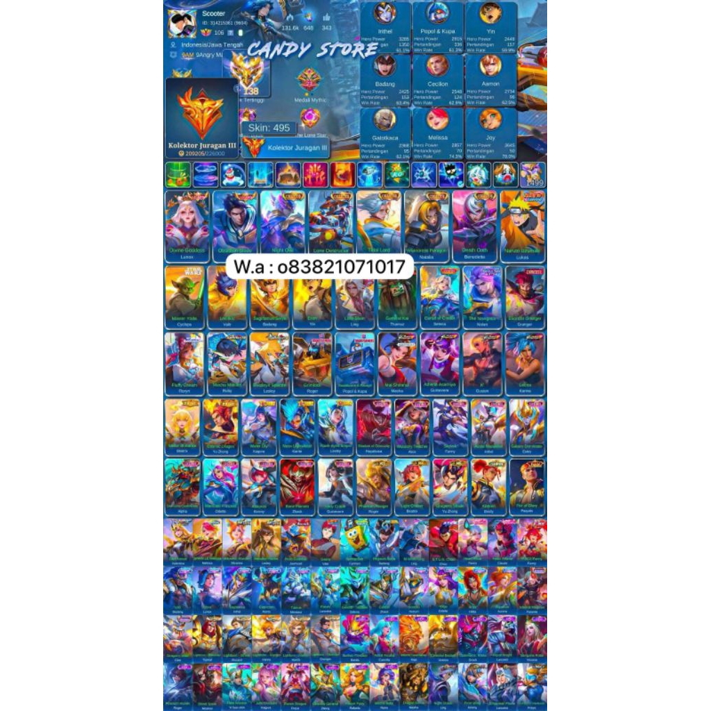 jual akun ml sultan harga mumer