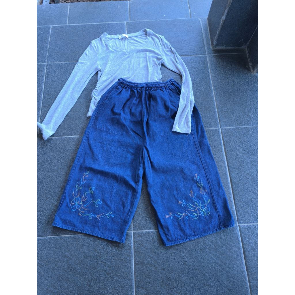 one set knit+ kulot jeans