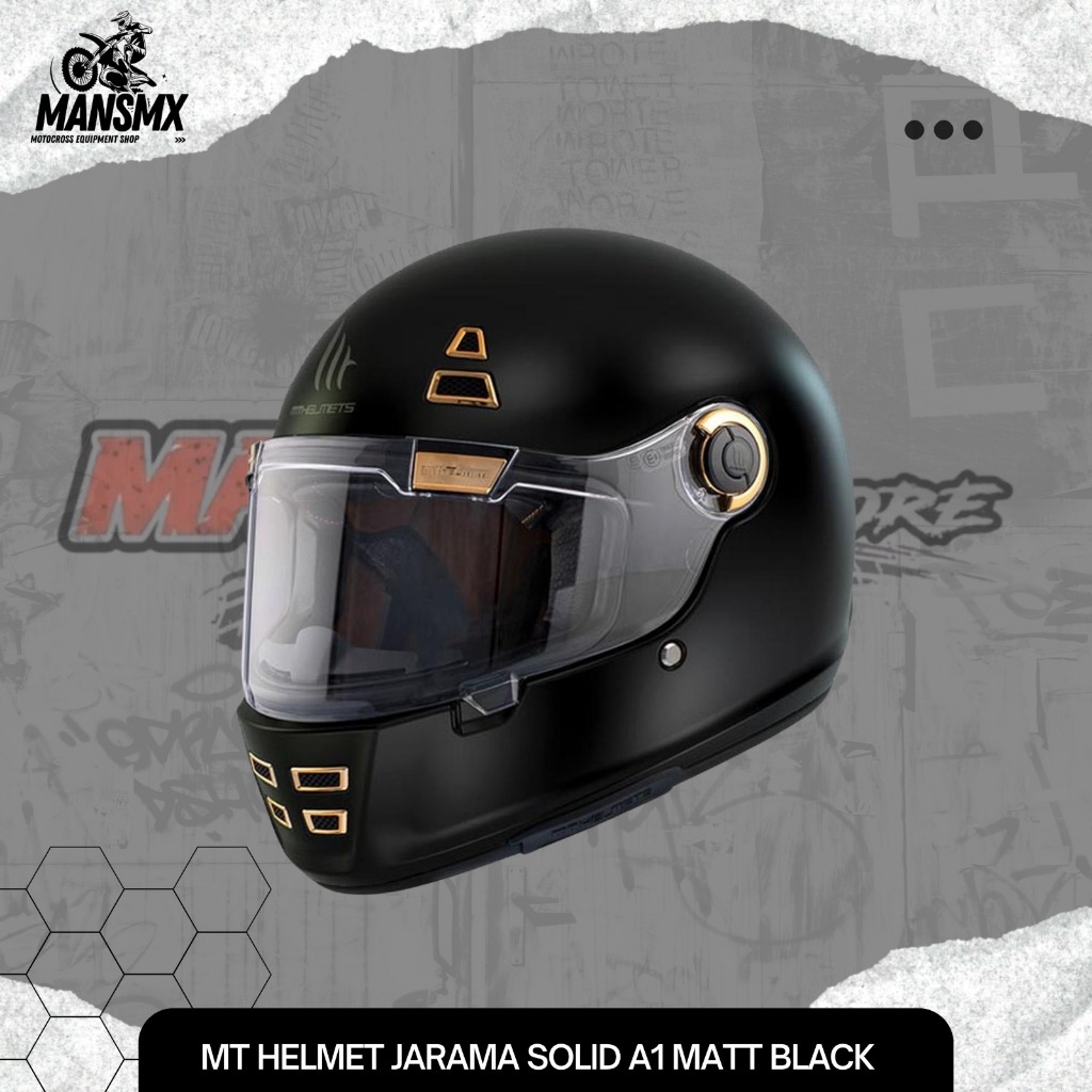 HELM MOTOR MT HELMETS JARAMA SOLID A1 BLACK MATT HELM  MT HELMET TOURING HELM CLASSIC
