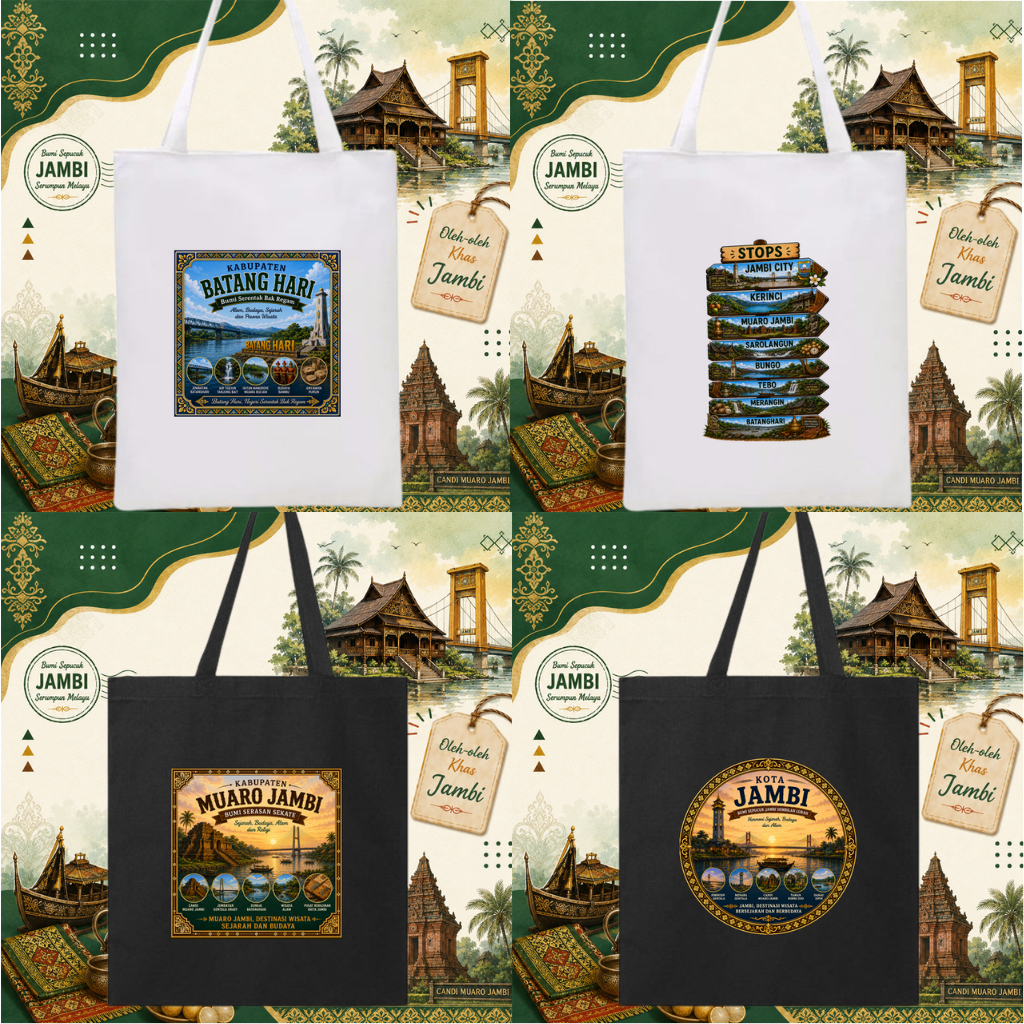 Totebag Tote Bag Tas Souvenir Oleh Oleh Provinsi Jambi Kerinci Batang Hari Muaro Jambi
