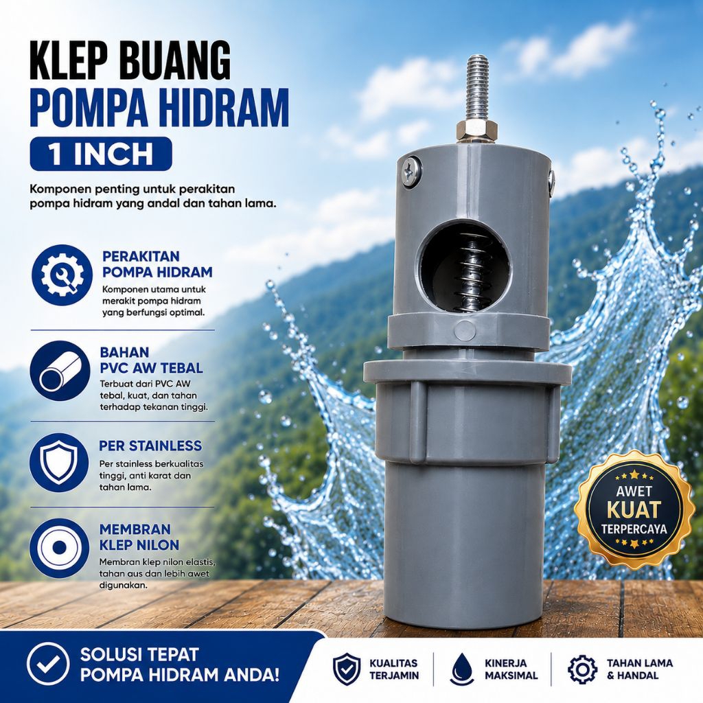 Klep Buang Pompa Hidram 1 inch Model Drat