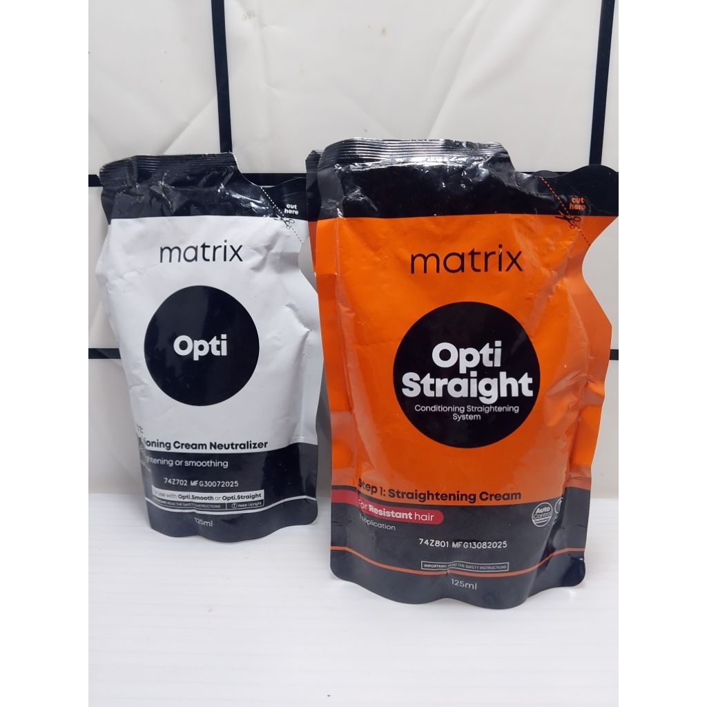 Matrix Mini Opti Straight Sachet 125ml x 2 ( Step 1 dan Step 2 ) / REBONDING / SMOOTHING RAMBUT / Ma
