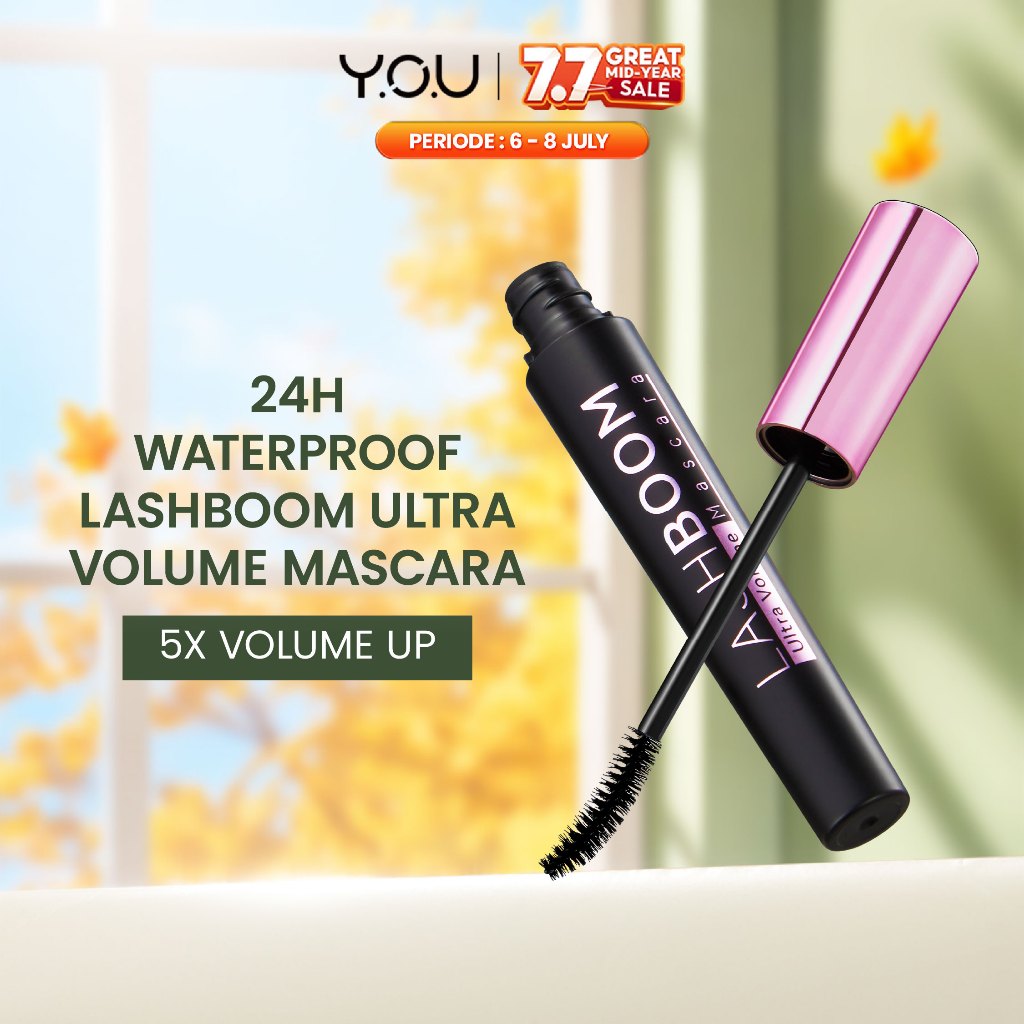 YOU Lashboom Ultra Volume Mascara Maskara Waterproof Tahan 24 Jam Lash Lift Kosmetik Mata