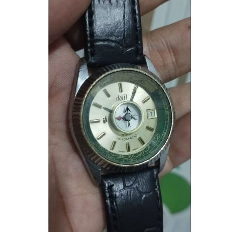 Jam Tangan Vintage Dalil Star Automatic Swiss Made - Kompas Kiblat Langka