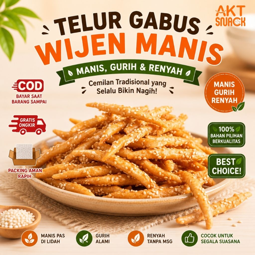 Telur Gabus Manis Wijen 1kg  Telor Gabus Wijen Gurih Manis Gula  Aren