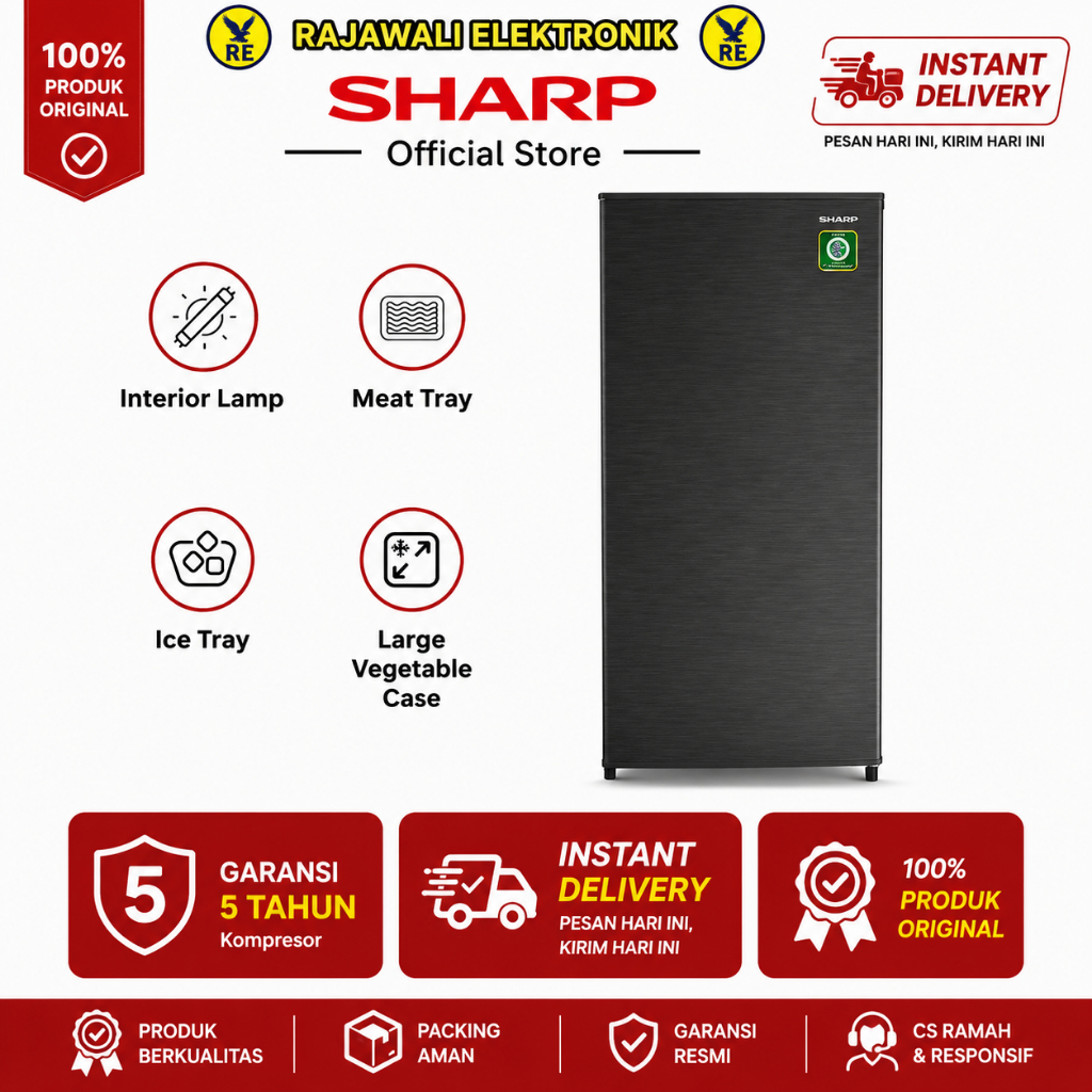 INSTANT READY. SHARP SJ-N162N HS Kulkas 1 Pintu SJ N162N HS SJN 162 NHS SJ N162
