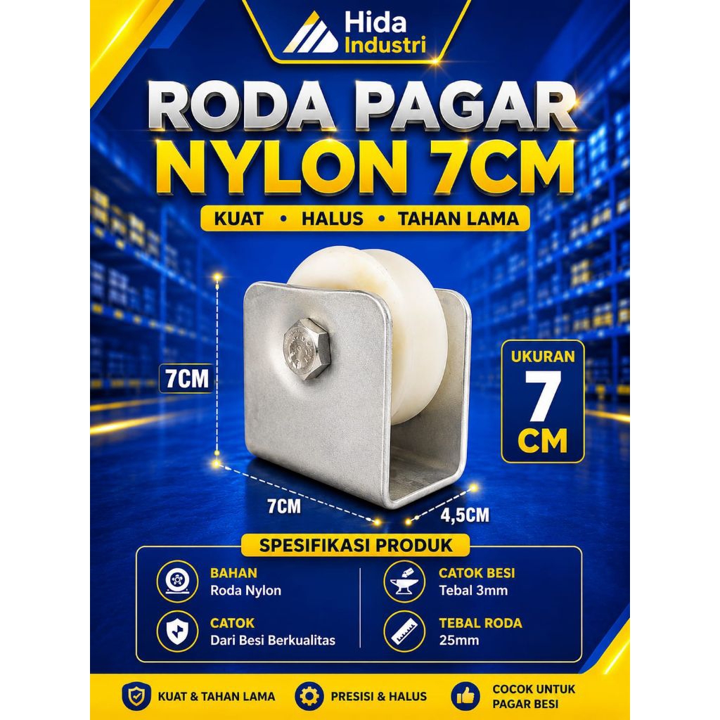 (GROSIR) Roda Pagar Nylon Ukuran 7cm - Roda Pagar Pintu Besi Nylon - Roda Anti Brisik