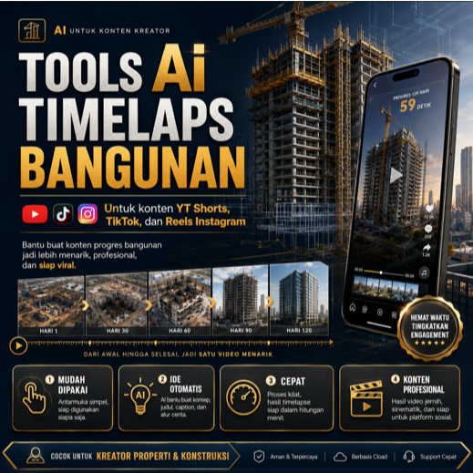 Tools AI Timelapse Bangunan | Tools Konten Timelaps Progres Konstruksi untuk YT Shorts TikTok Reels 