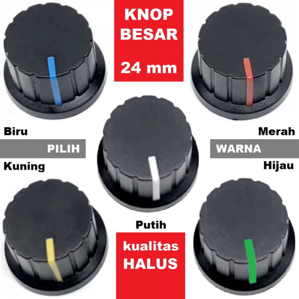 Knop Potensio Plastik Penutup Potensio Meter Sedang A9 24mm