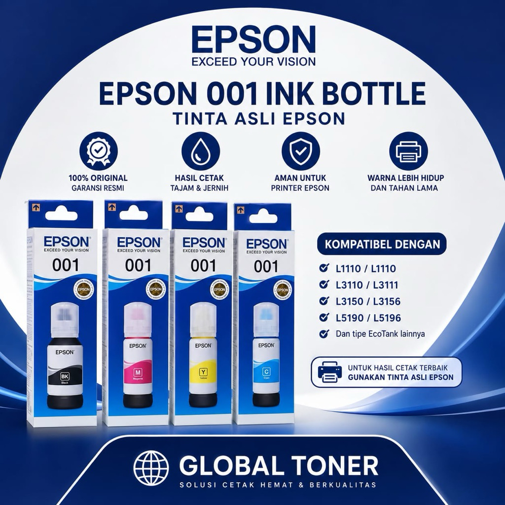 Tinta Epson 001 SERIES L4150, Epson L4160, Epson L6160, Epson L6170,