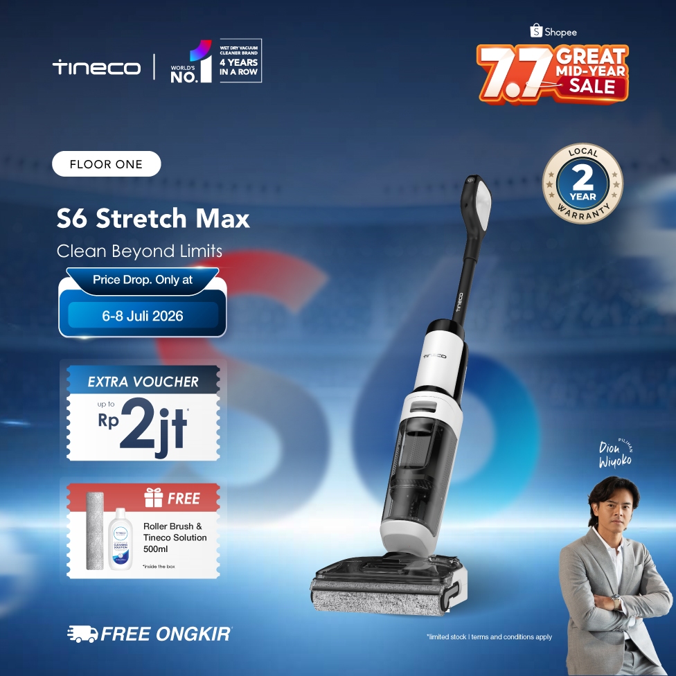 Tineco Floor One S6 Stretch Max Layflat Smart Wet Dry Cordless Stick Vacuum Cleaner and Floor Washer