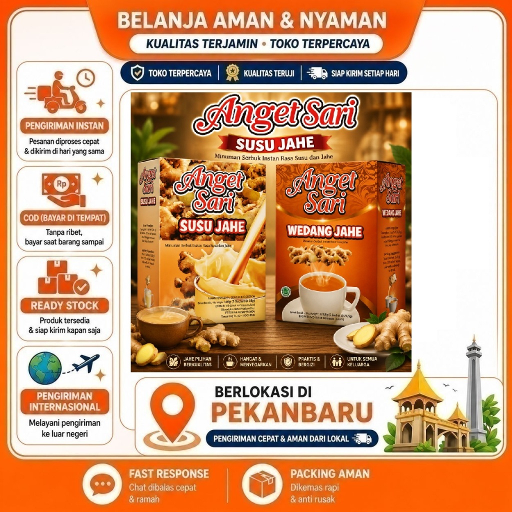 5 Saset Anget Sari Minuman Bubuk Instan Rasa Wedang Jahe & Susu Jahe Ginger Milk Bubuk Minum Halal