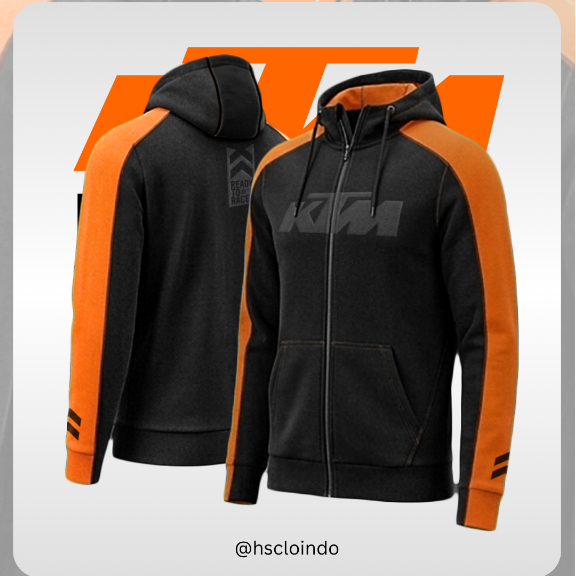 Jaket Motor XS-5XL KTM MX Factory Racing Tees MotoGP Trail Hoodie Zipper Bahan Katun Fleece Hitam Or