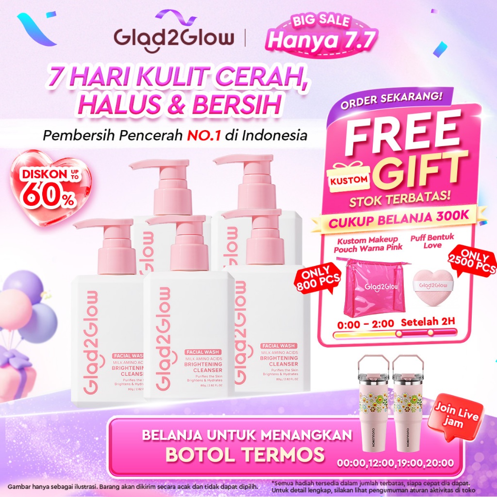 [Buy5 Save36k ]Glad2Glow Milk Amino Acid Gentle Cleanser facial wash,pembersih pencerah,pembersih wa