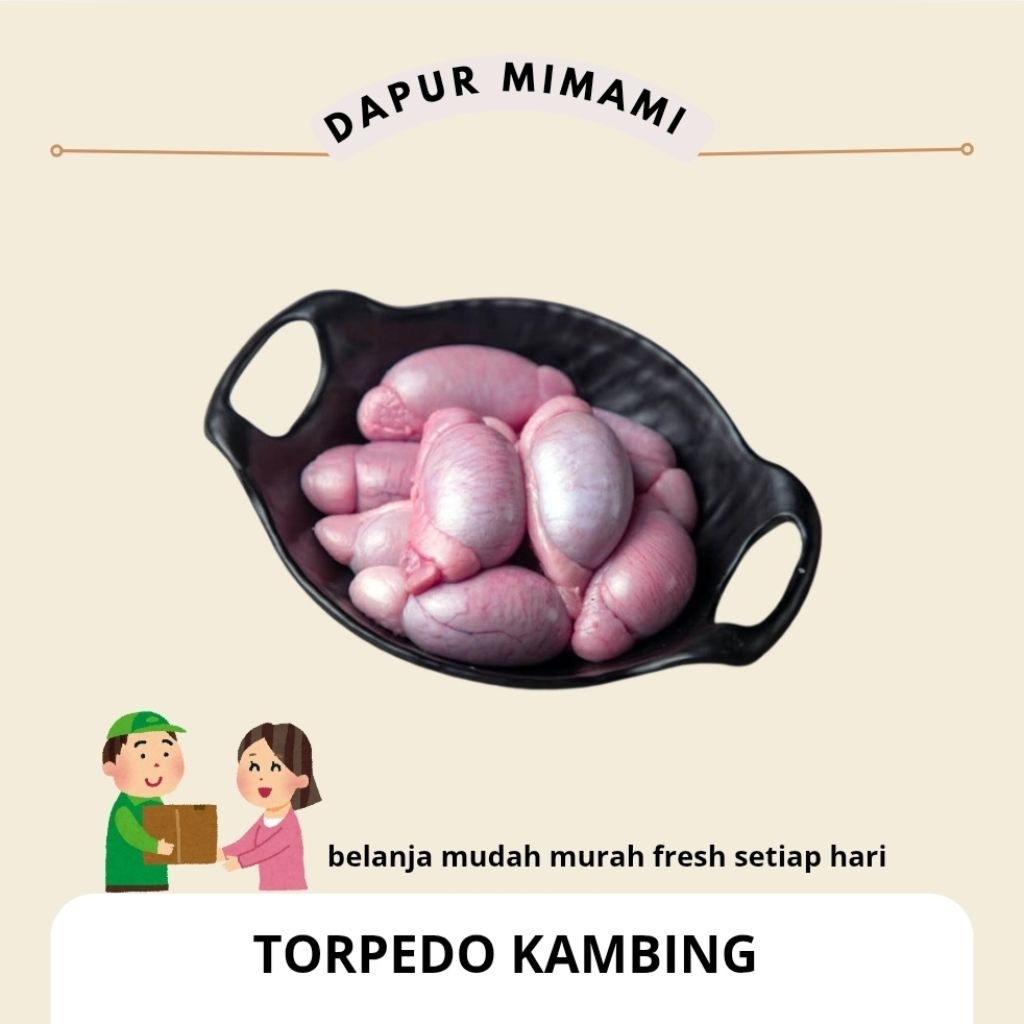 Torpedo Kambing Segar 500gr / Torpedo Kambing Fresh Mentah Asli / Jeroan Khusus Bahan Sate Sup Tongs