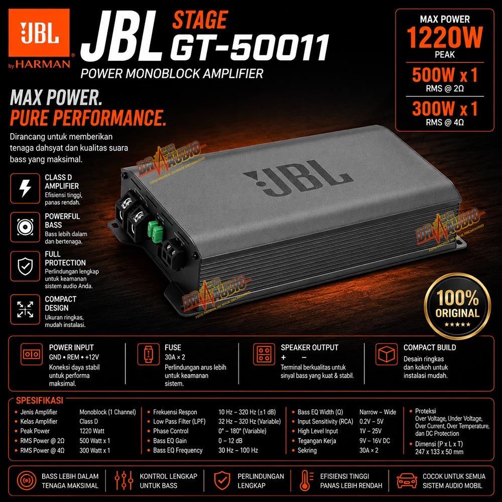 Power Amplifier Mobil JBLStage GT-50011 Monoblock Class D