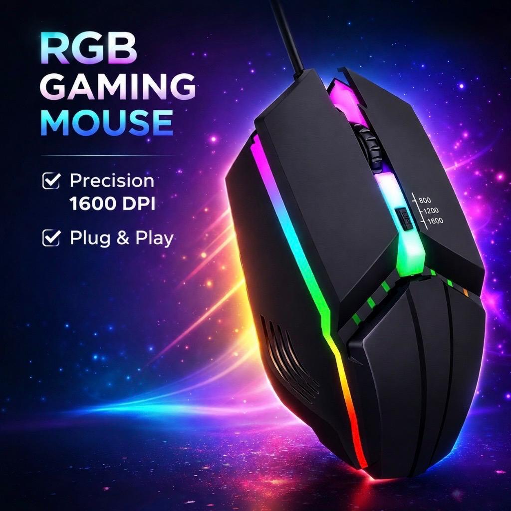 MOUSE GAMING LED X3 / MOUSE GAMING RGB WITH CABLE USB