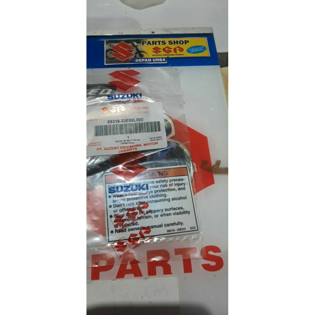 stiker warning /peringatan tangki suzuki thunder 250/GSX 250 asli suzuki SGP