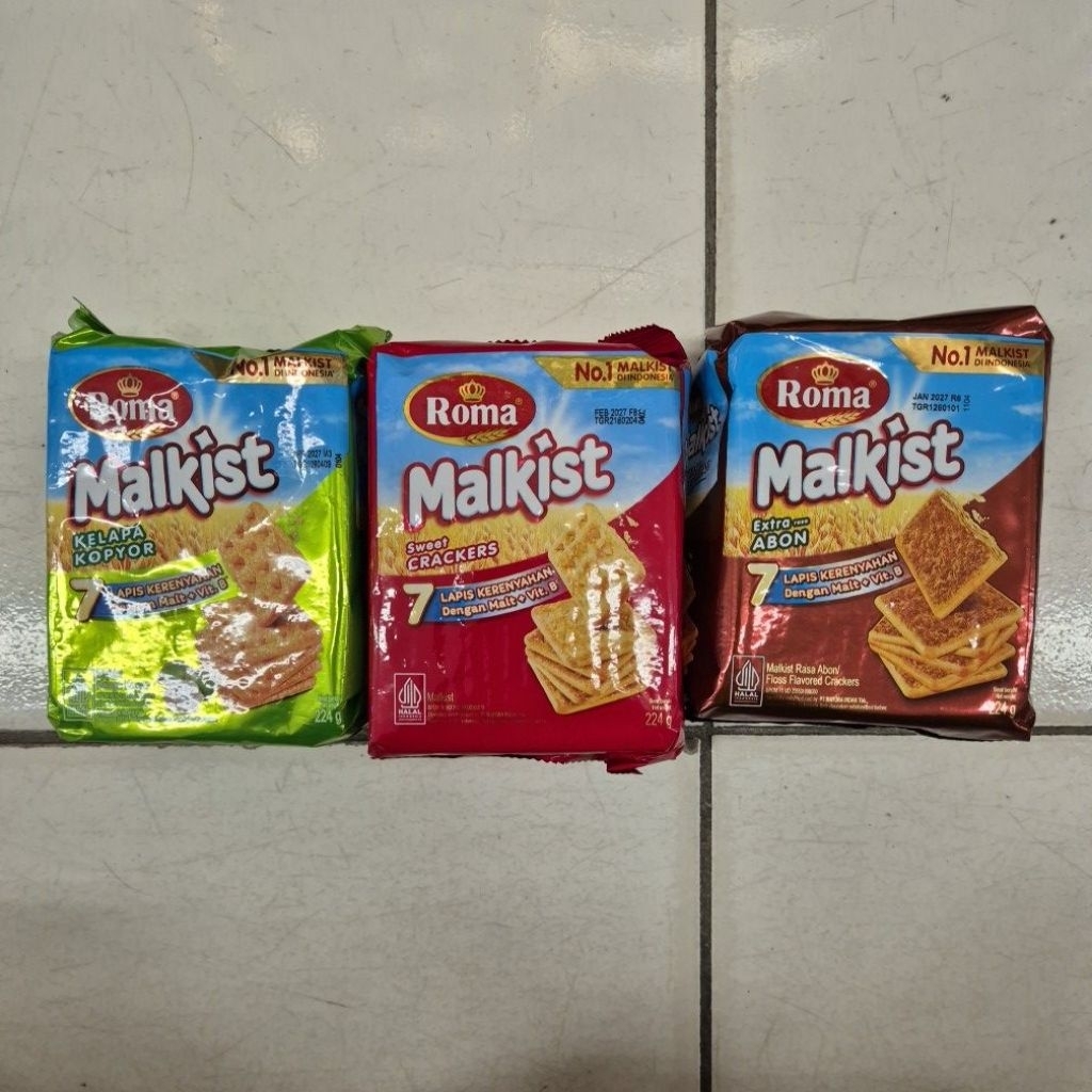 Roma Malkist Crackers biskuit roti GULA ORI / ABON / KELAPA 224gr