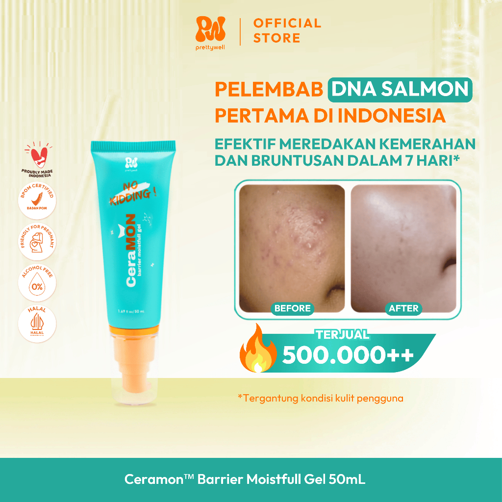 Prettywell CeraMON Moisturizer Gel Pelembab Wajah Melembabkan Kulit Moisturizer Jerawat Day & Night 