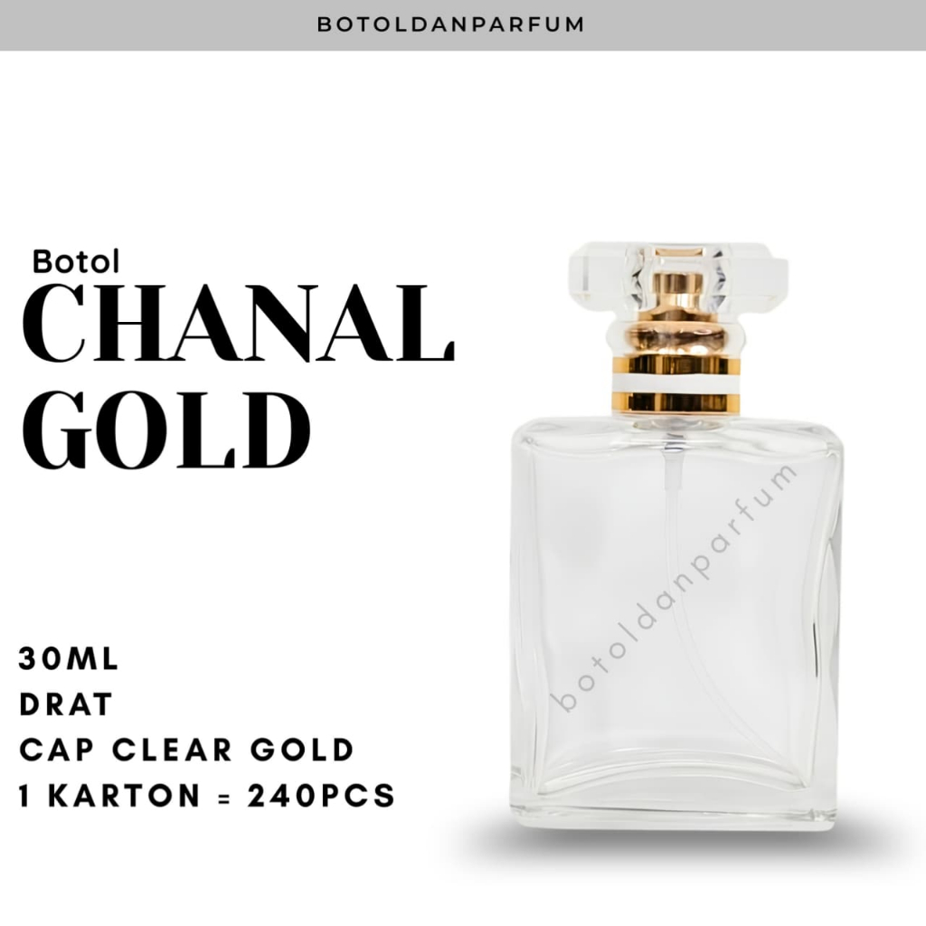Botol Chanal Gold 30ml - Botol Parfum 30ml CHNL Gold - Botol Parfum Refill 30ml