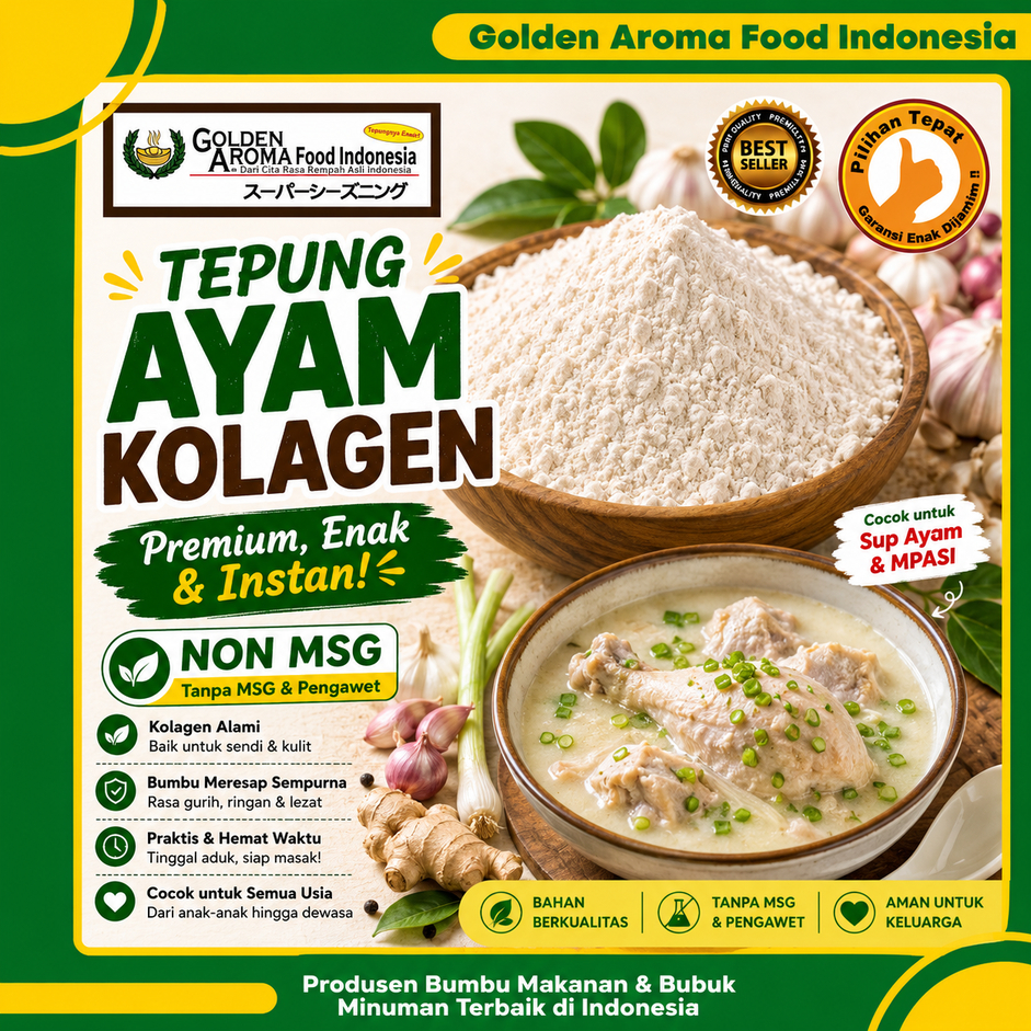 Bumbu Tabur Rasa Ayam Kolagen 1Kg Bubuk Collagen Chicken 1 Kg Premium Instan Kiloan Halal buat Aneka
