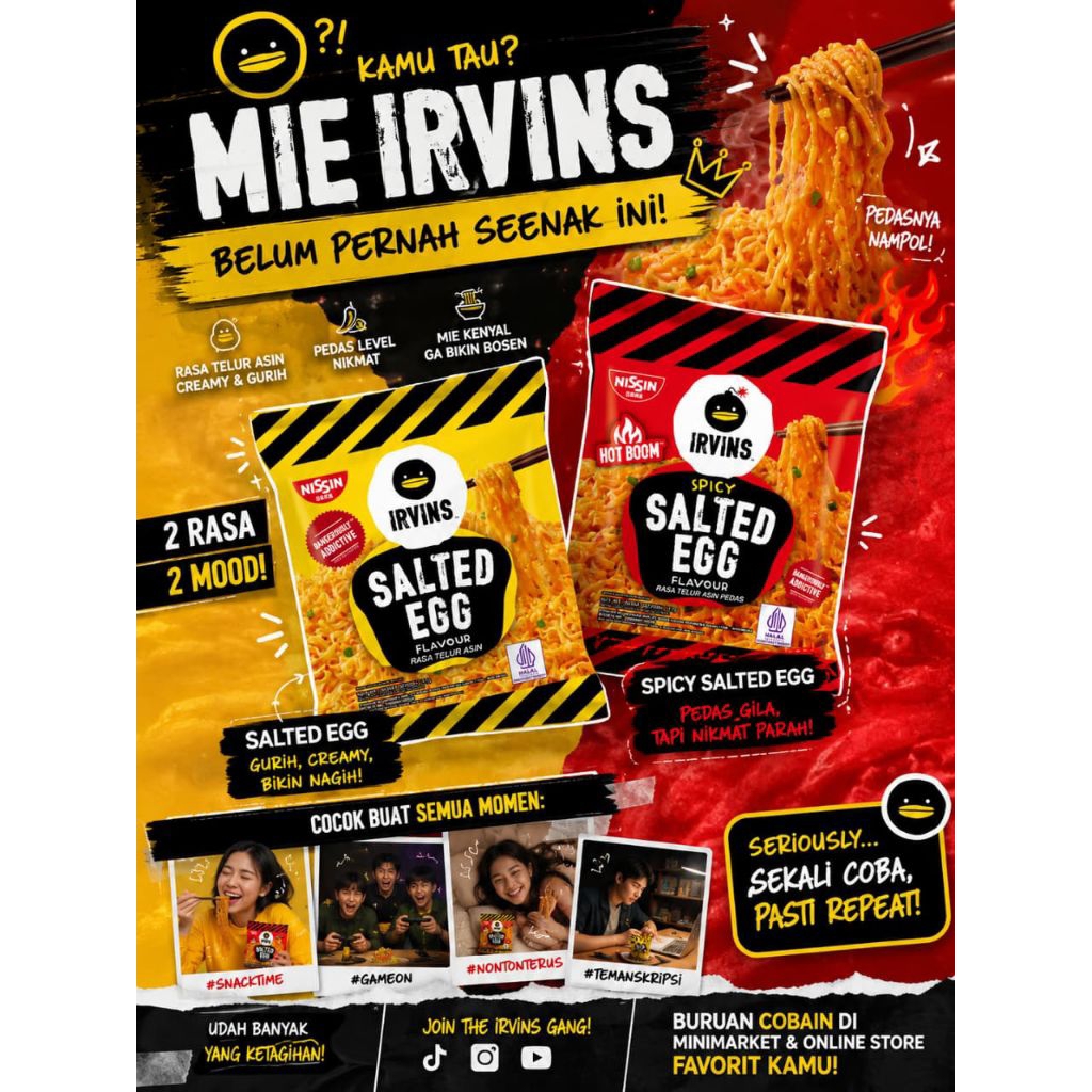 Mie Nissin Irvins Salted Egg - Spicy Salted Egg - Irvins
