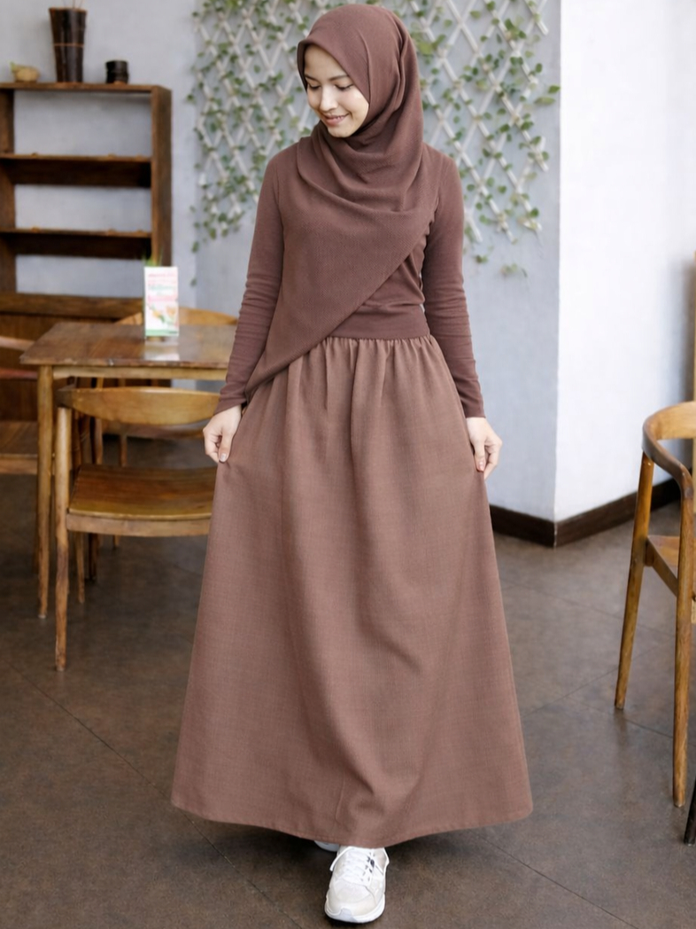 Rok Kerja Polos Muslimah Original AMUNZEN Panjang Full Karet (Produsen Rok Wolfis Balotelli) - COD