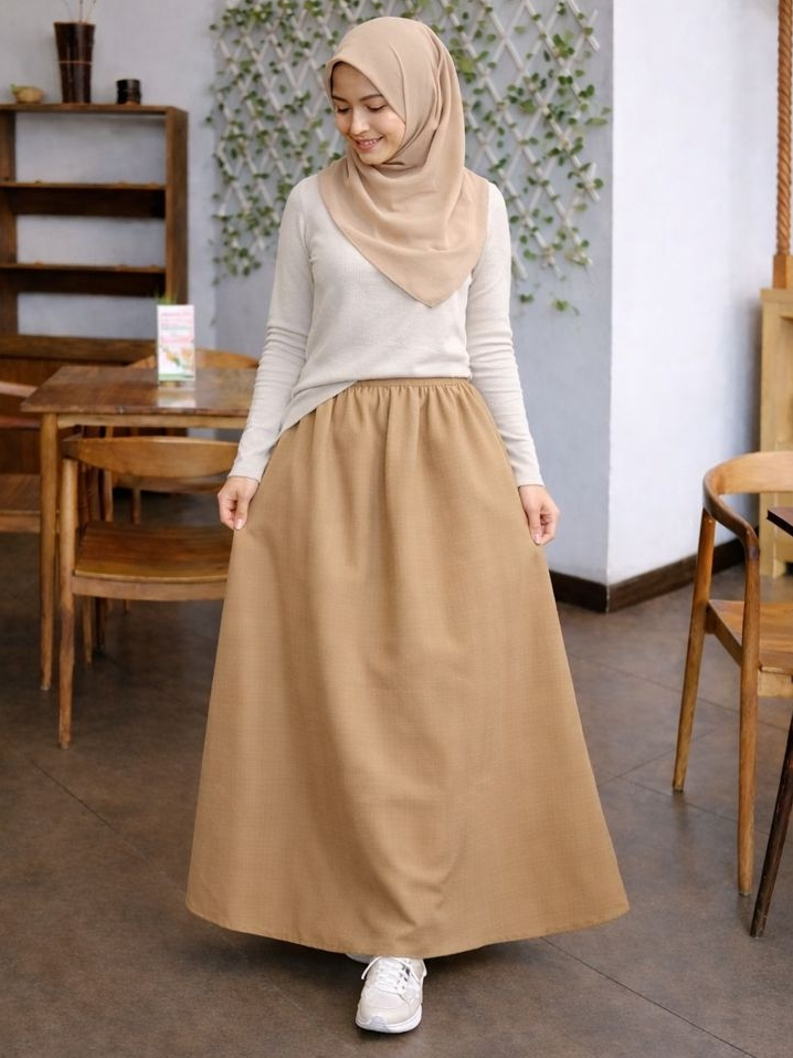 Rok Kerja Panjang Muslimah Original AMUNZEN Polos Full Karet (Produsen Rok Kerja Wolfis Balotelli)