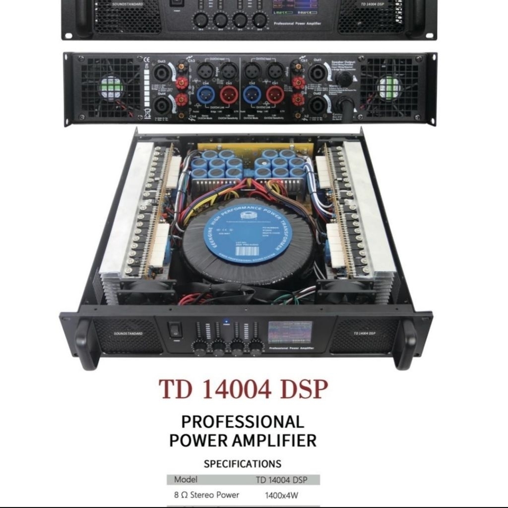Power Amplifier Soundstandard  TD 14004 DSP / TD14004 DSP 4 Channel 4x1400 Watt SOUNDSTANDARD