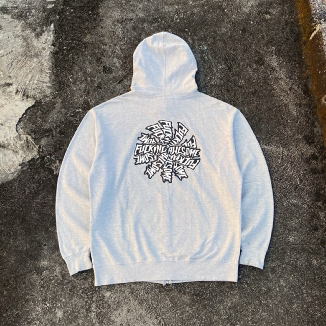 FUCKING AWESOME SPIRAL ZIP HOODIE HEATHER GREY