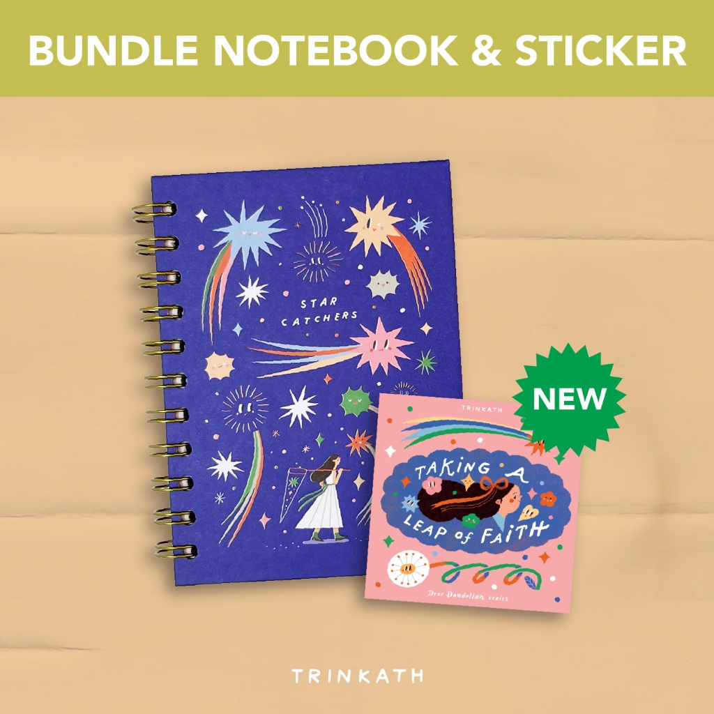 Bundle Sticker & Notebook STAR CATCHERS / Mini Sticker Sheet / Stiker / Buku Polos Journalling - TRI