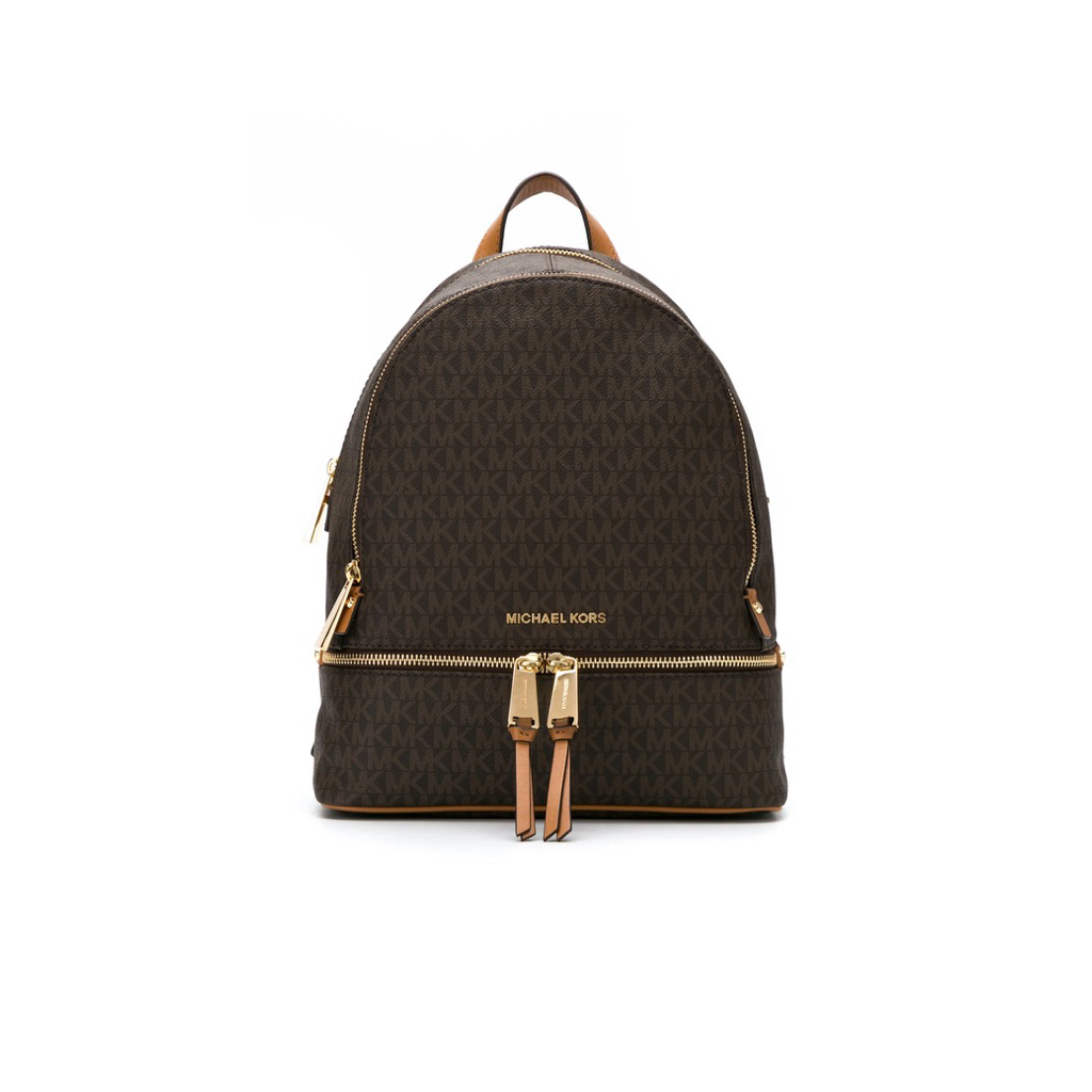 MK Rhea Medium Logo Backpack Brown